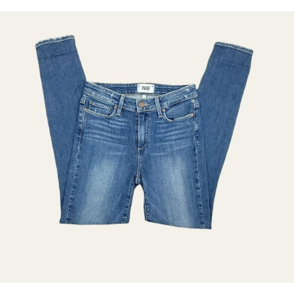 PAIGE Hoxton ULTRA SKINNY Jeans in Juneau Distressed Made in USA Size 25 Blue - Picture 9 of 12
